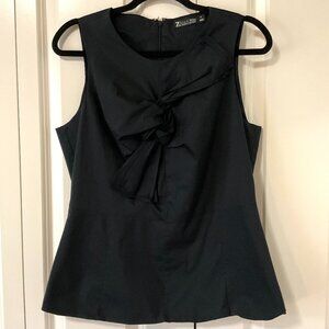 NY & Co 7th Ave Sleeveless Black Fitted Cotton Peplum Top, Size Medium